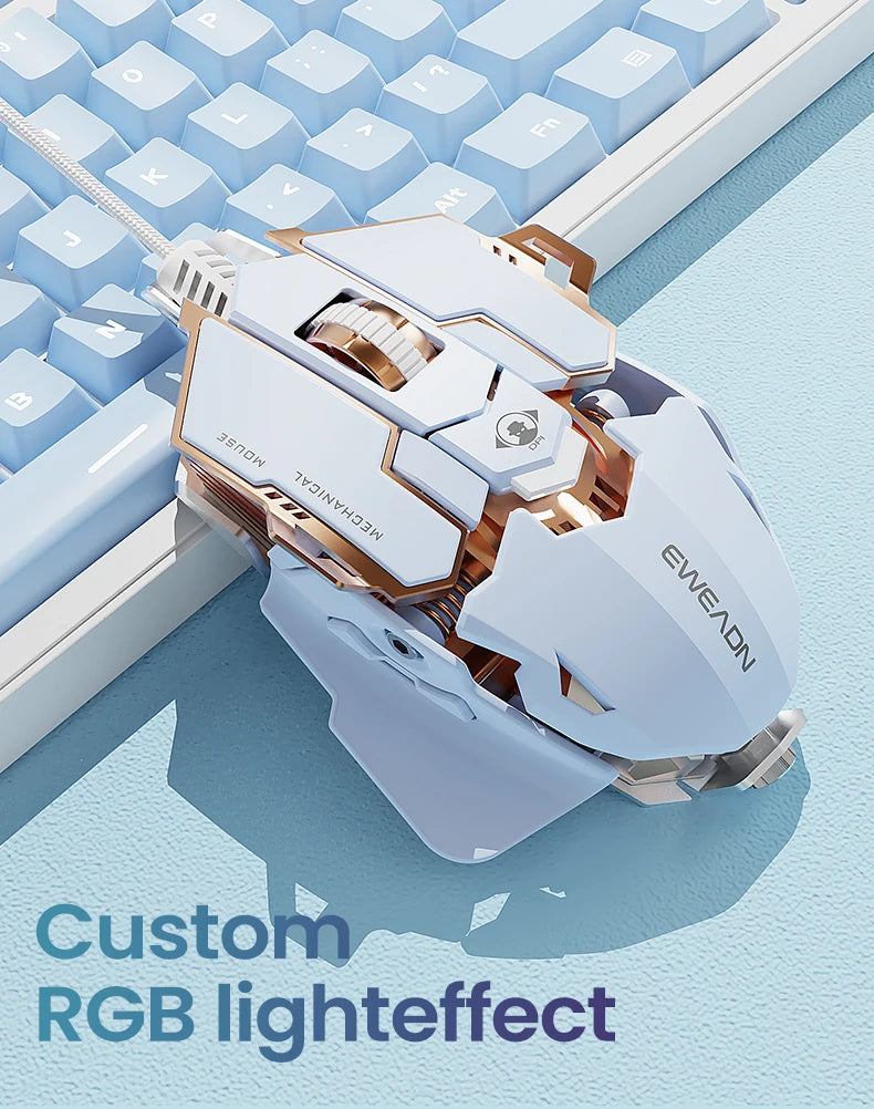 EWEADN G5 RGB Wired Gaming Mouse | Macro Function, Silent/Audible Click, Ergonomic Design for Laptop & PC