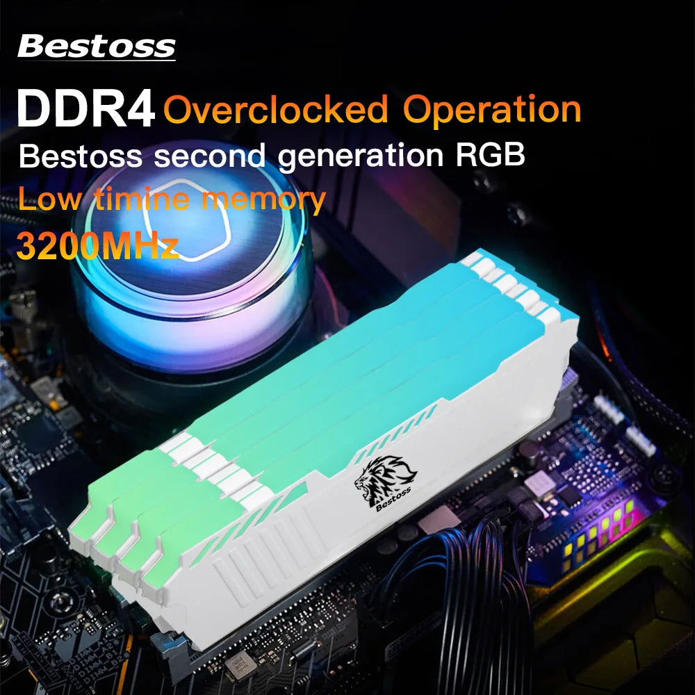 Bestoss RGB DDR4 Desktop RAM — 8GB / 16GB / 32GB Kit (2×16GB) | 3200MHz | 288-Pin DIMM