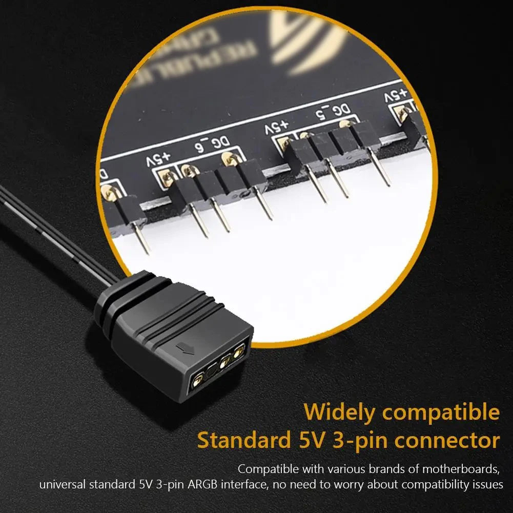 5V ARGB Splitter Hub — 1-to-10 Port 3-Pin Addressable RGB Controller w/ SATA Power