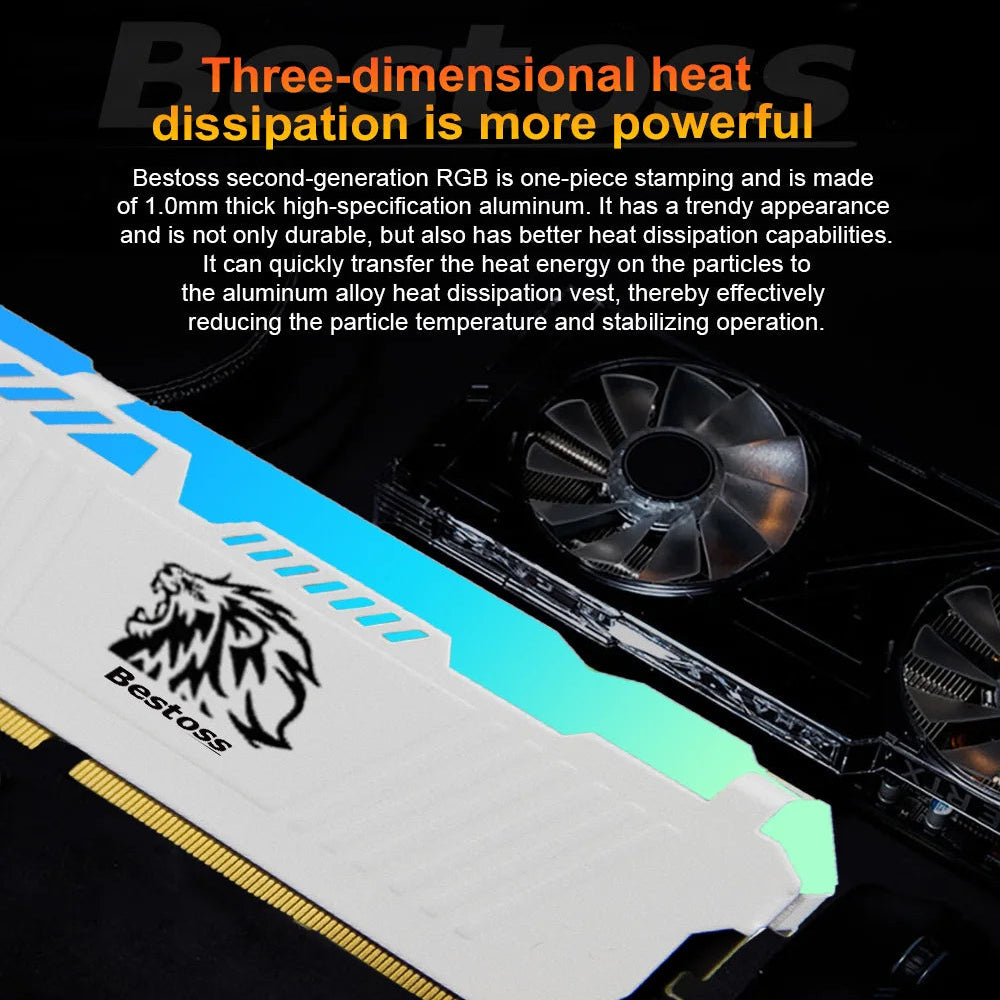 Bestoss RGB DDR4 Desktop RAM — 8GB / 16GB / 32GB Kit (2×16GB) | 3200MHz | 288-Pin DIMM