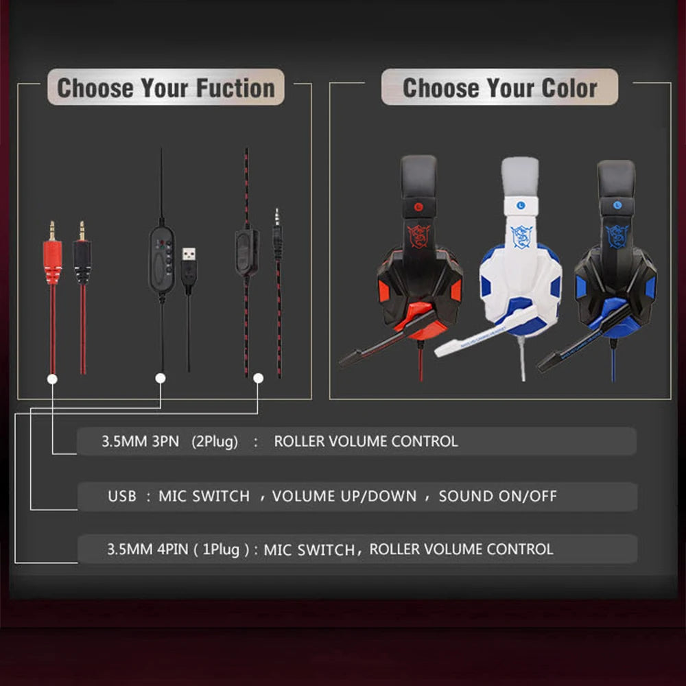 Wired Gaming Headset with Noise Cancelling Microphone | 120° Adjustable Over-Ear Headphones for PS4, PS5, Xbox, PC & Smartphone