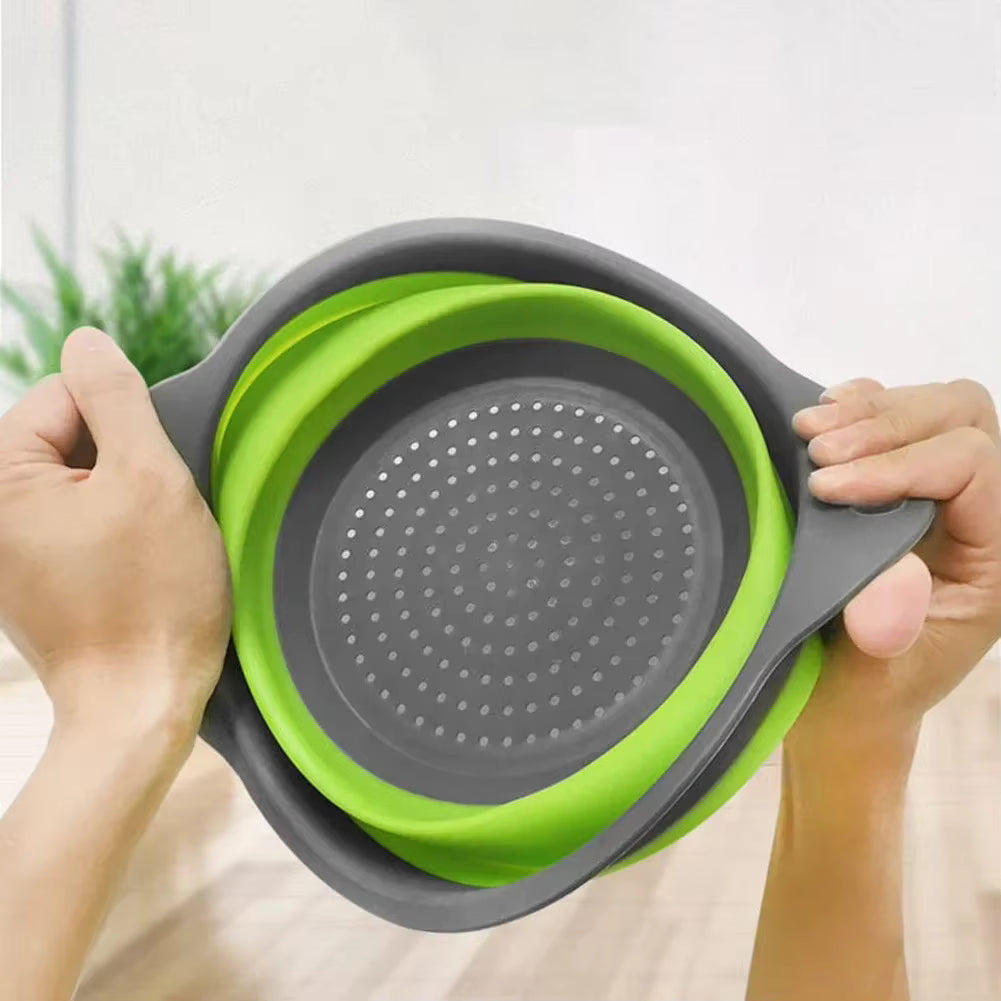 Silicone Folding Drain Basket - Collapsible Strainer & Kitchen Storage Tool
