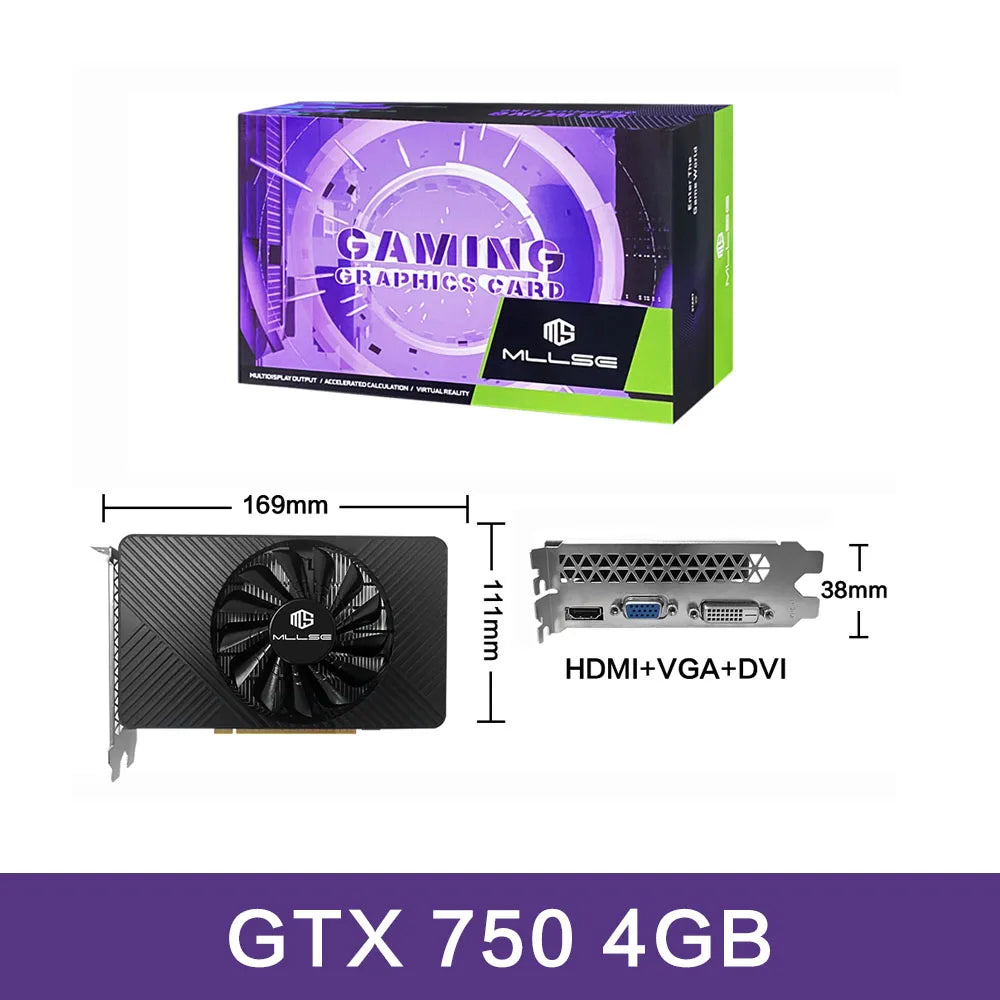 MLLSE GTX 750Ti 4GB GDDR5 Graphics Card | 128-Bit | HDMI DVI VGA | PCI-E 3.0 Gaming GPU