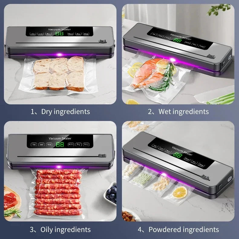 Electric Vacuum Sealer Machine – Dry & Wet Food Saver | Fresh-Lock Packaging System for Kitchen Storage