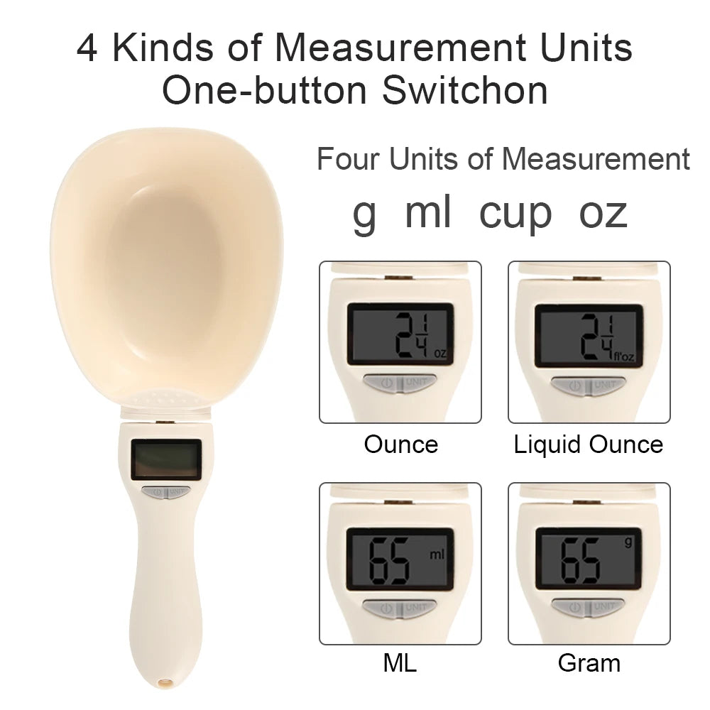 Digital Pet Food Measuring Scoop – Electronic Spoon Scale with LED Display | Precise Food Portion Control for Dogs & Cats