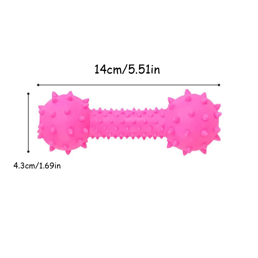 Puppy Squeaky Barbell Chew Toy | Teeth Cleaning Stick & Interactive Training Molar Toy for Small Dogs – Durable Pet Chewing Supplies