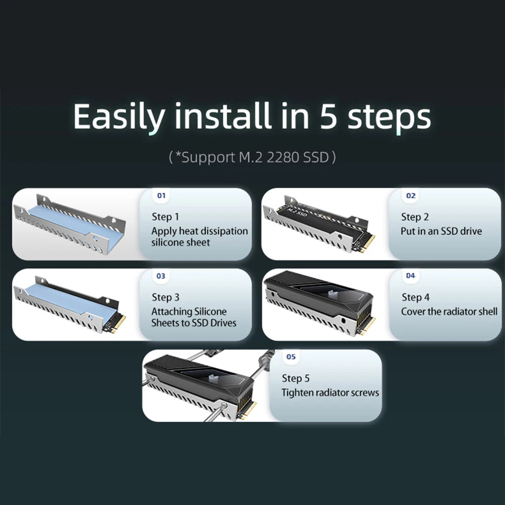 M.2 NVMe SSD Cooler — Aluminum ARGB Heatsink with Mini Fan (2280)