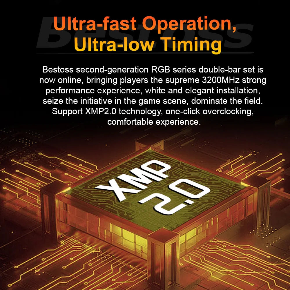 Bestoss RGB DDR4 Desktop RAM — 8GB / 16GB / 32GB Kit (2×16GB) | 3200MHz | 288-Pin DIMM