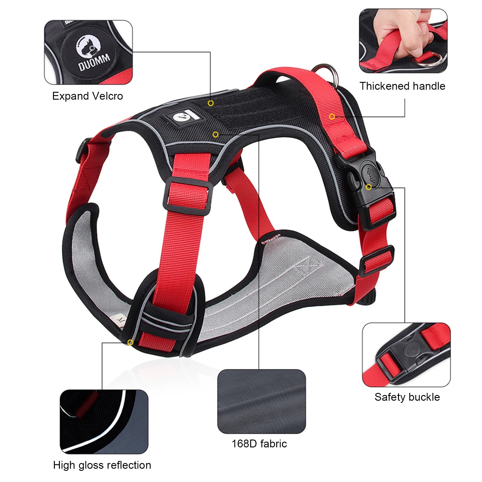 Reflective No-Pull Harness | Adjustable Tactical Vest for Medium & Large Dogs - Durable 1680D Oxford Waterproof Design