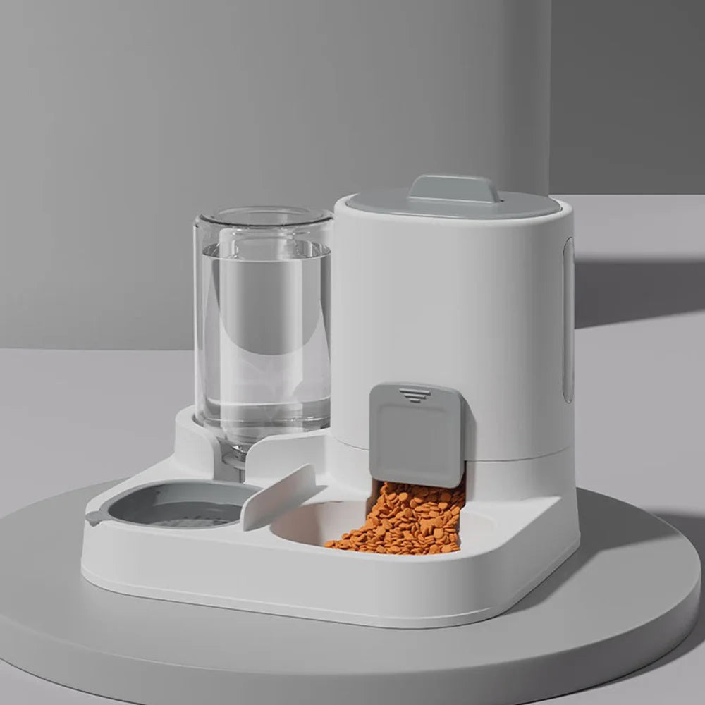 2-in-1 Spill-Proof Pet Feeding Station with Water Dispenser – Dual Bowl Set for Cats & Dogs | Non-Slip Base & Easy-Clean Design