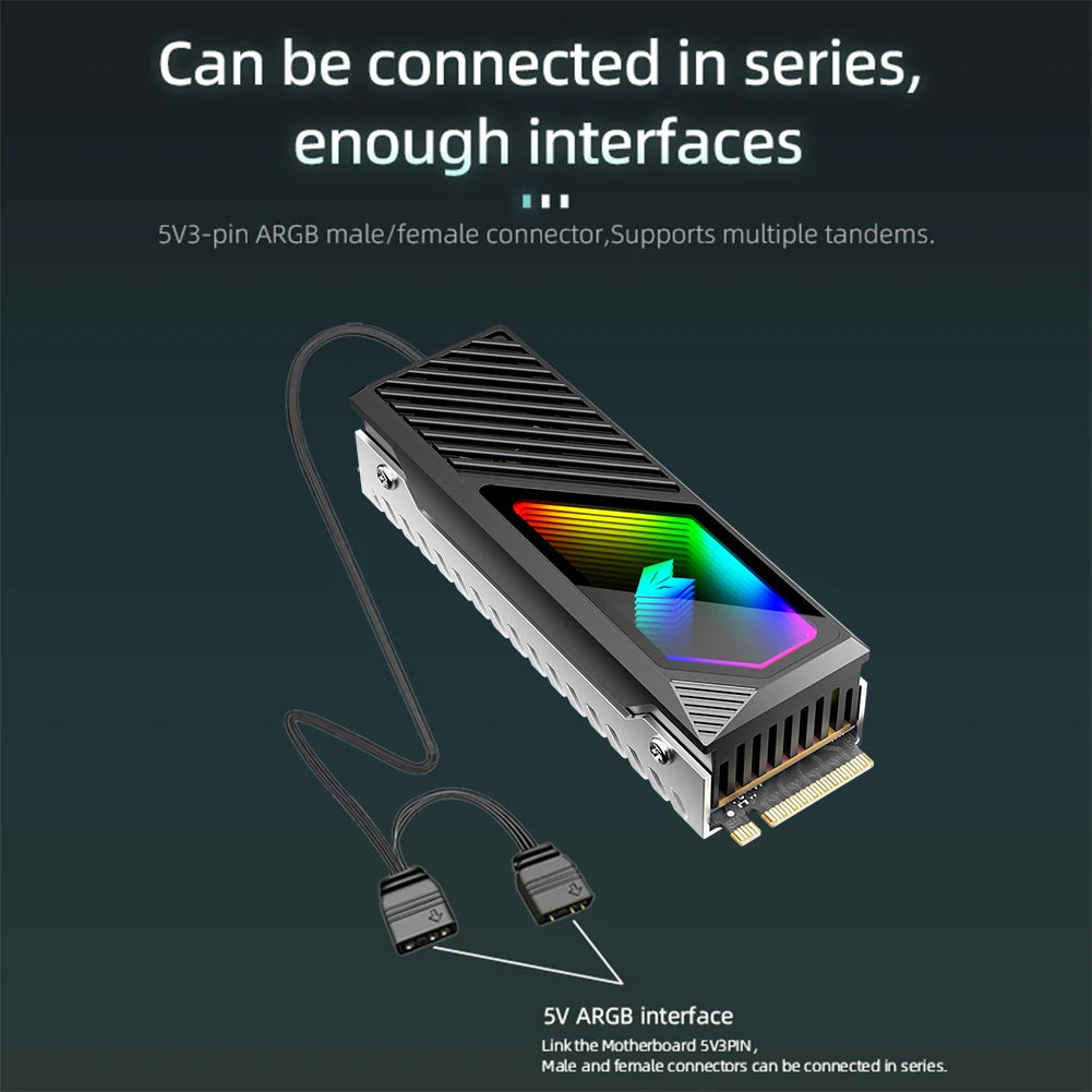 M.2 NVMe SSD Cooler — Aluminum ARGB Heatsink with Mini Fan (2280)