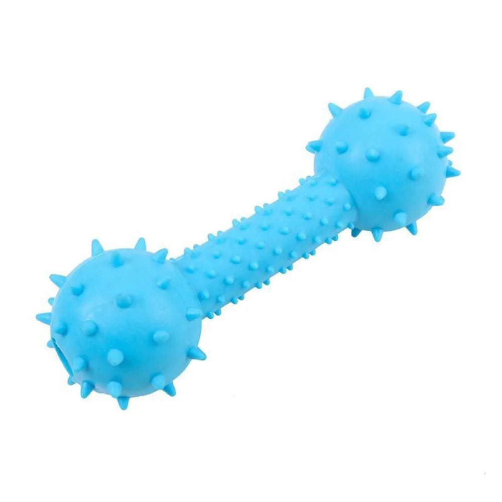 Puppy Squeaky Barbell Chew Toy | Teeth Cleaning Stick & Interactive Training Molar Toy for Small Dogs – Durable Pet Chewing Supplies