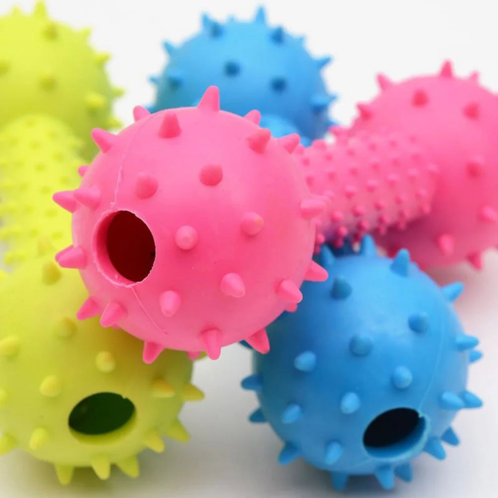 Puppy Squeaky Barbell Chew Toy | Teeth Cleaning Stick & Interactive Training Molar Toy for Small Dogs – Durable Pet Chewing Supplies