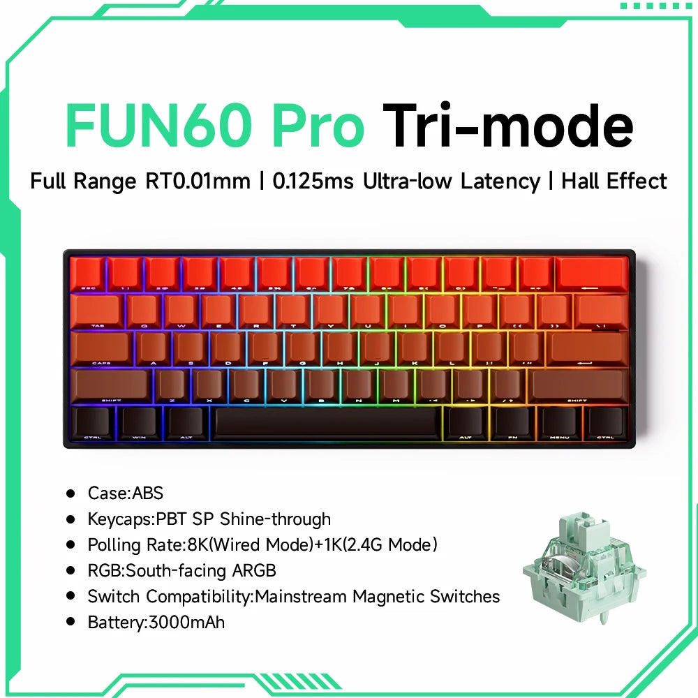 Pro-Level Precision: AKKO x MONSGEEK FUN60 PRO & MAX Wireless 60% Mechanical Keyboard with Magnetic Switches & Customizable RGB