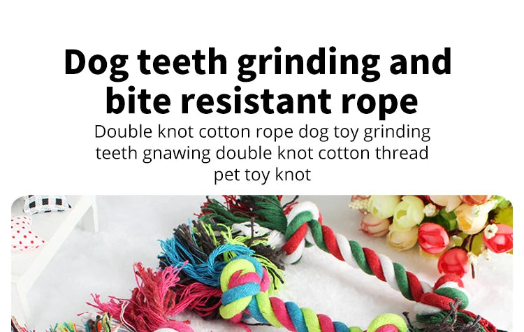 Durable Cotton Rope Chew Toy for Dogs – Molar Bite-Resistant Knot Toy for Puppies | Teeth Cleaning & Stress Relief Play Toy