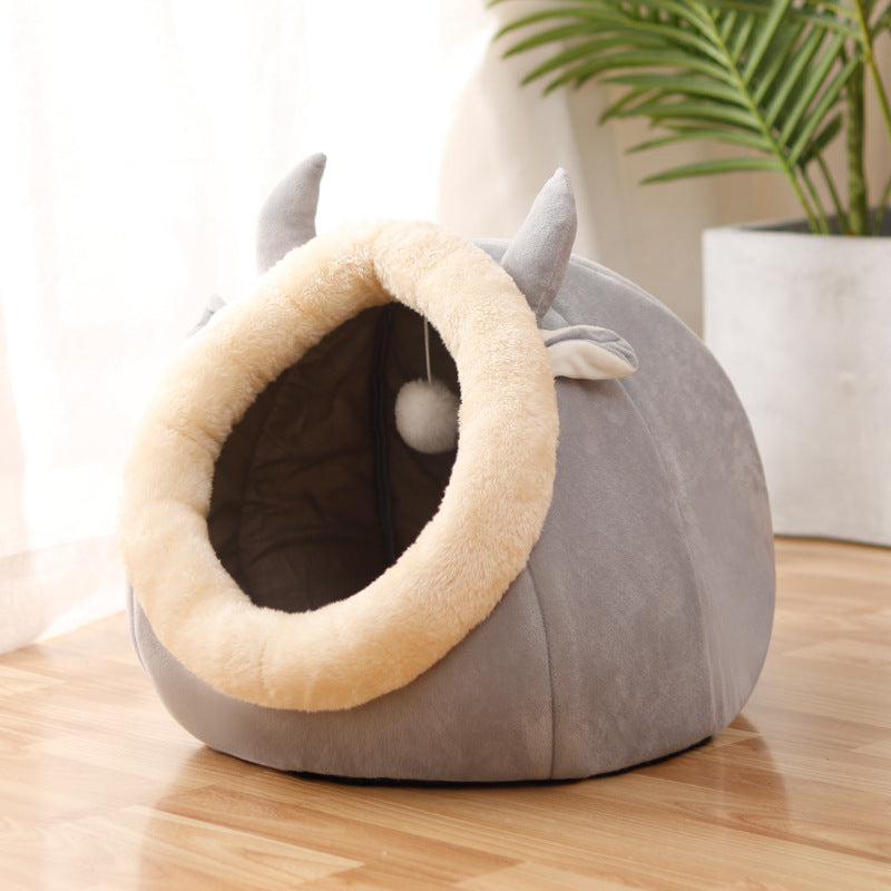 Cozy Cave Plush Pet House – Foldable Winter Sleep Nest