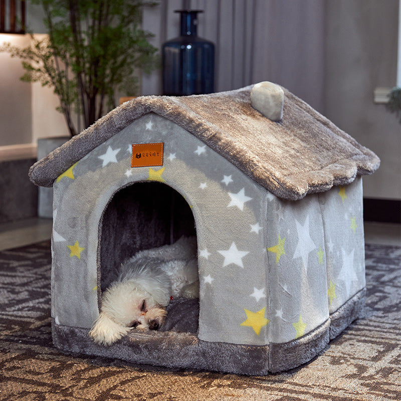 Cozy Cave Plush Pet House – Foldable Winter Sleep Nest