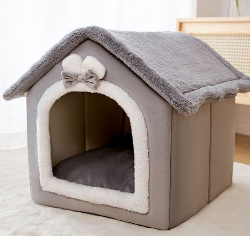 Cozy Cave Plush Pet House – Foldable Winter Sleep Nest