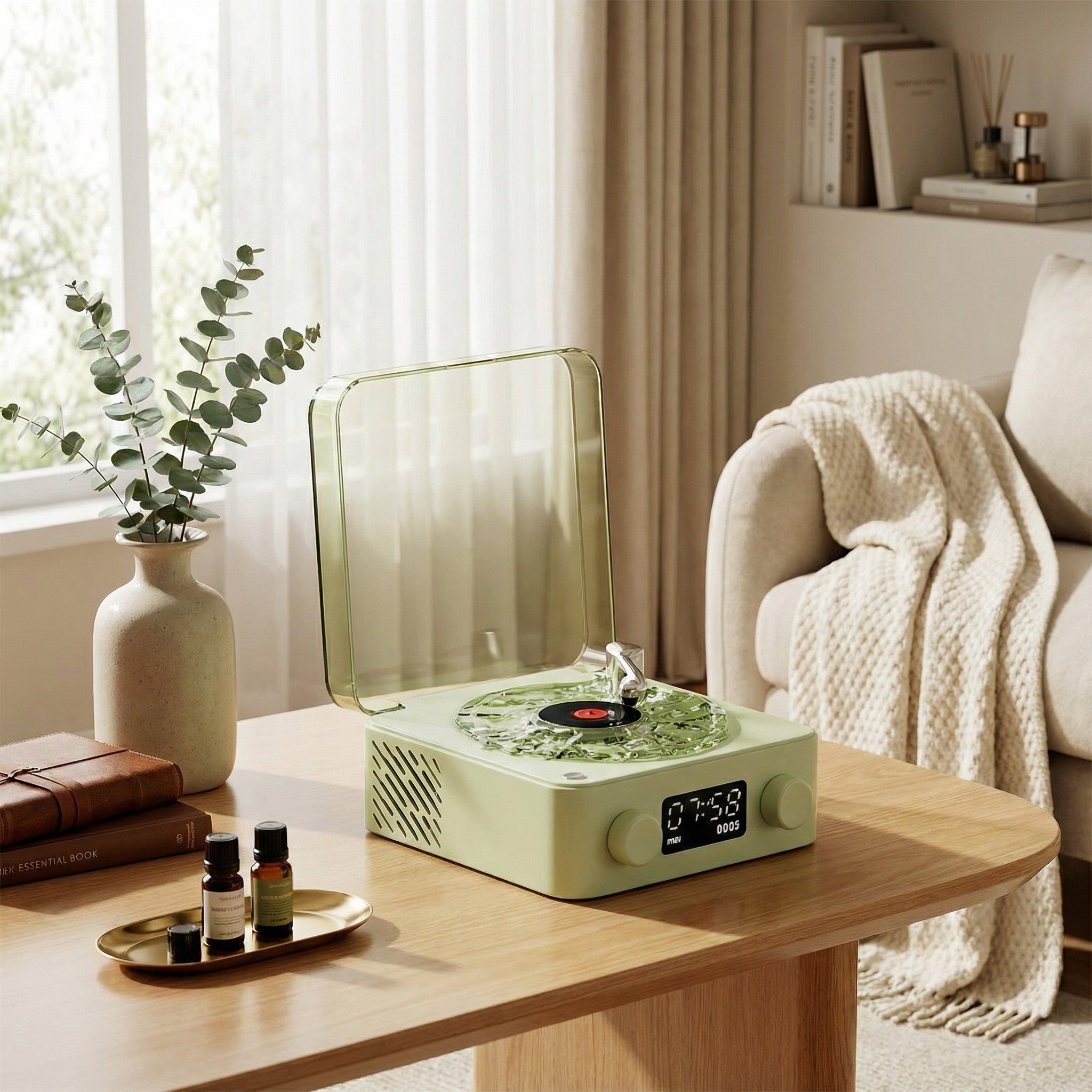 Aesthetic Retro Vinyl Turntable Speaker with RGB Glow & 360° Sound