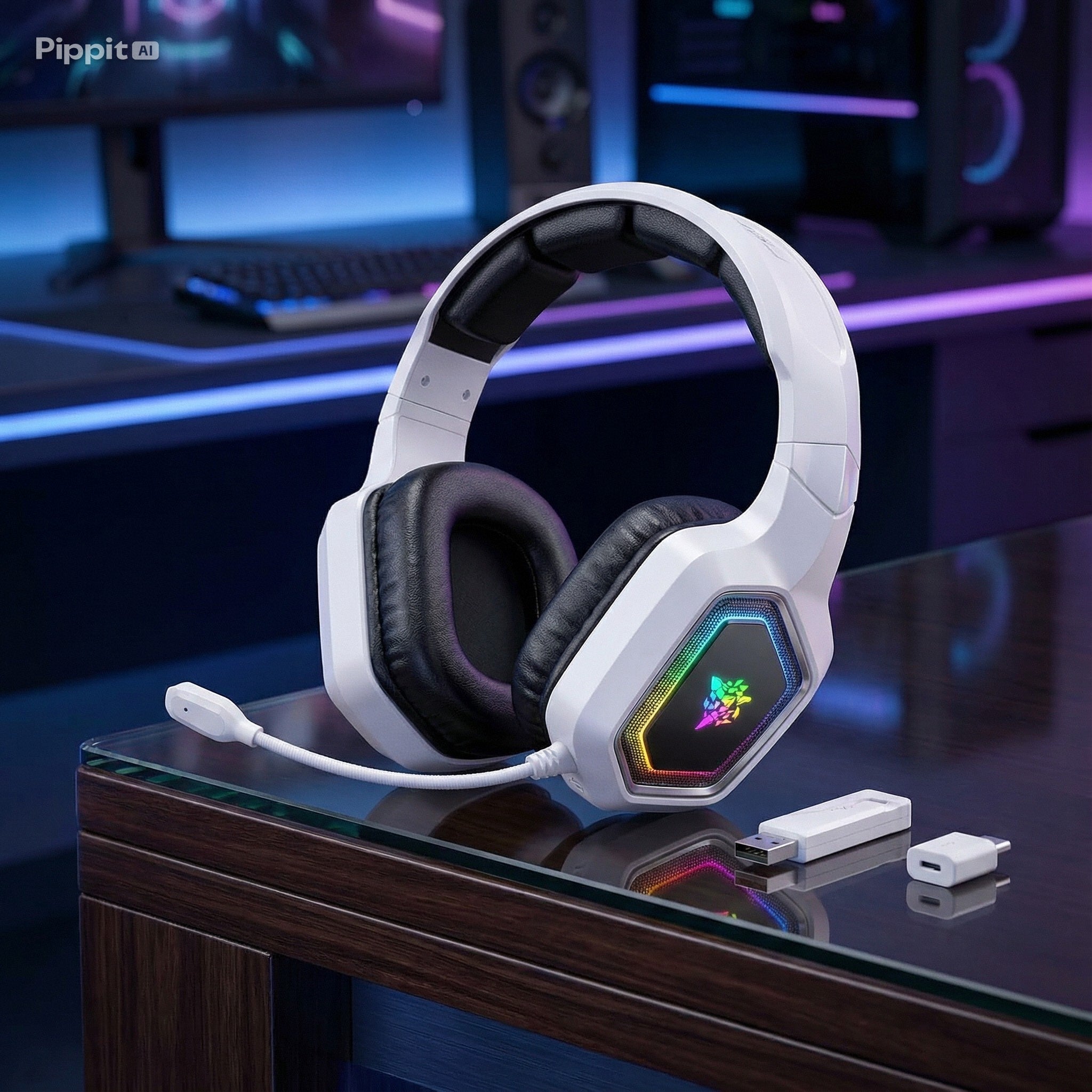 ONIKUMA GT806 Tri-Mode Wireless Gaming Headset with Detachable Mic | 2.4GHz, Bluetooth 5.3 & Wired Modes | RGB Lights, Noise-Cancelling, Deep Bass