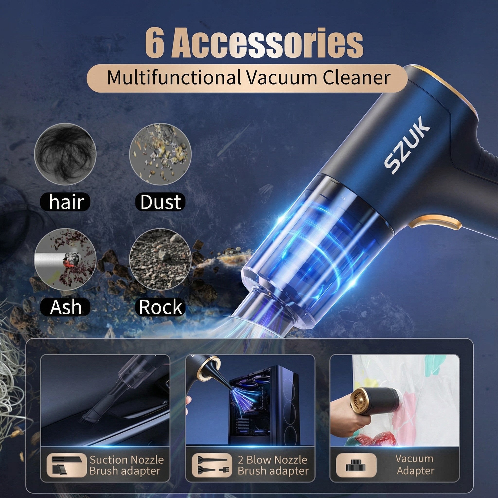 Mini Car Vacuum Cleaner – Ultra-Powerful Wireless Handheld Suction for Car & Home Cleaning
