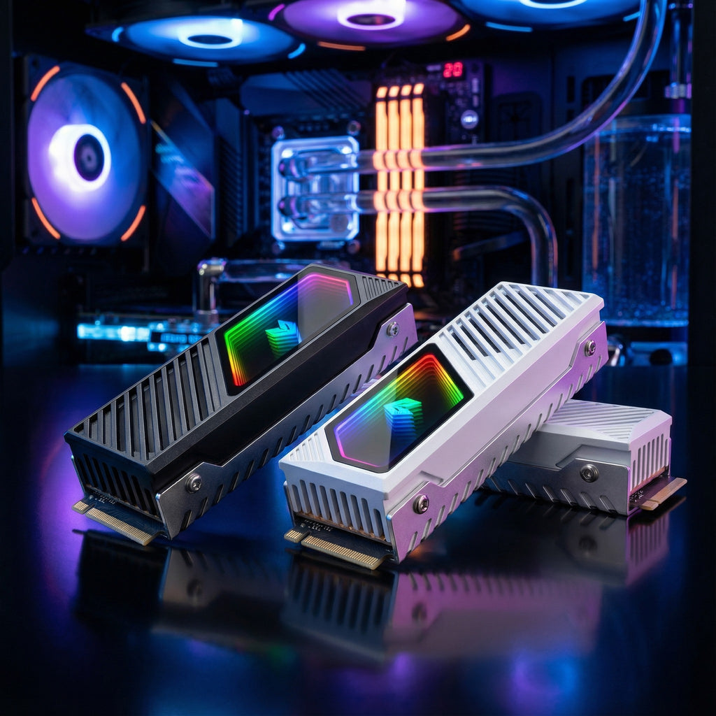 M.2 NVMe SSD Cooler — Aluminum ARGB Heatsink with Mini Fan (2280)