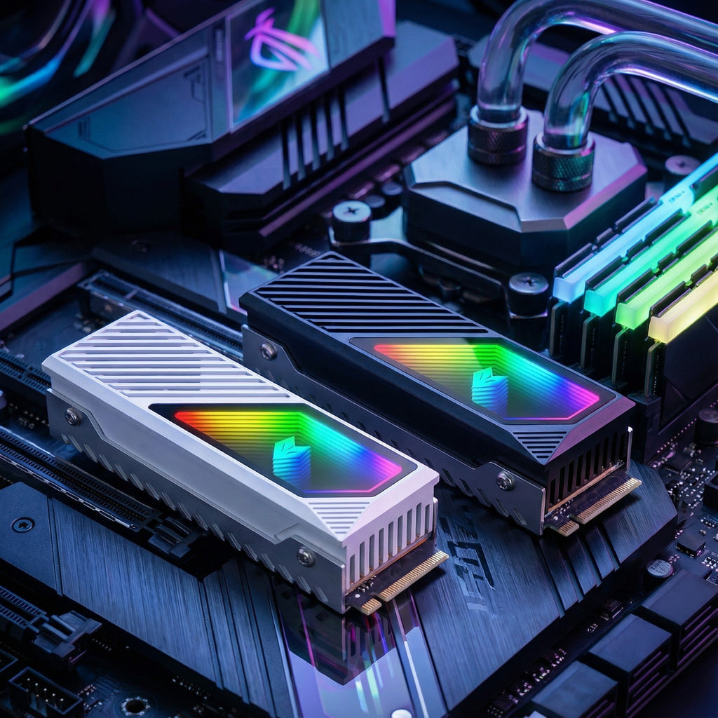 M.2 NVMe SSD Cooler — Aluminum ARGB Heatsink with Mini Fan (2280)
