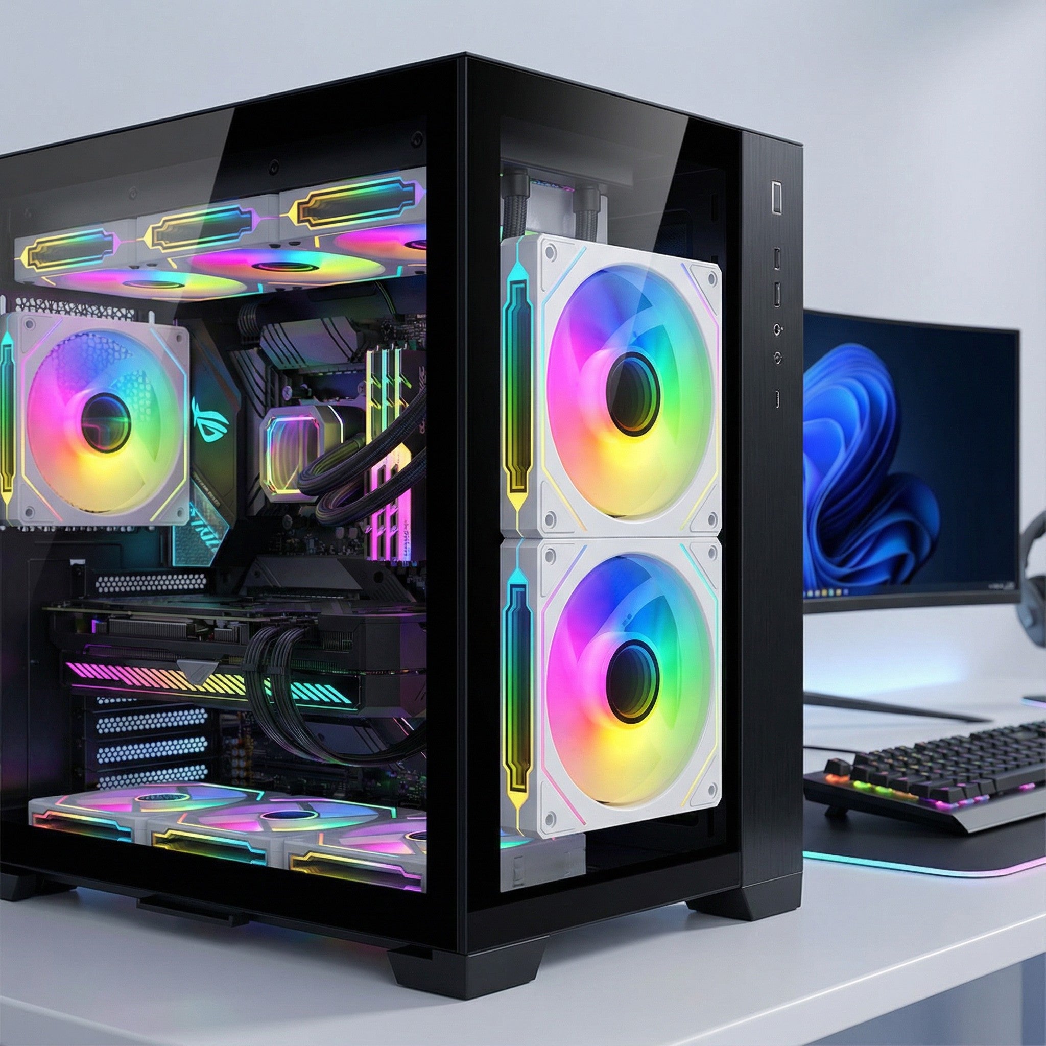 TEUCER Prism 4 PRO 120mm ARGB Fans (3-Pack) — PWM 800-2000RPM Mirror-Ring Cooling Kit