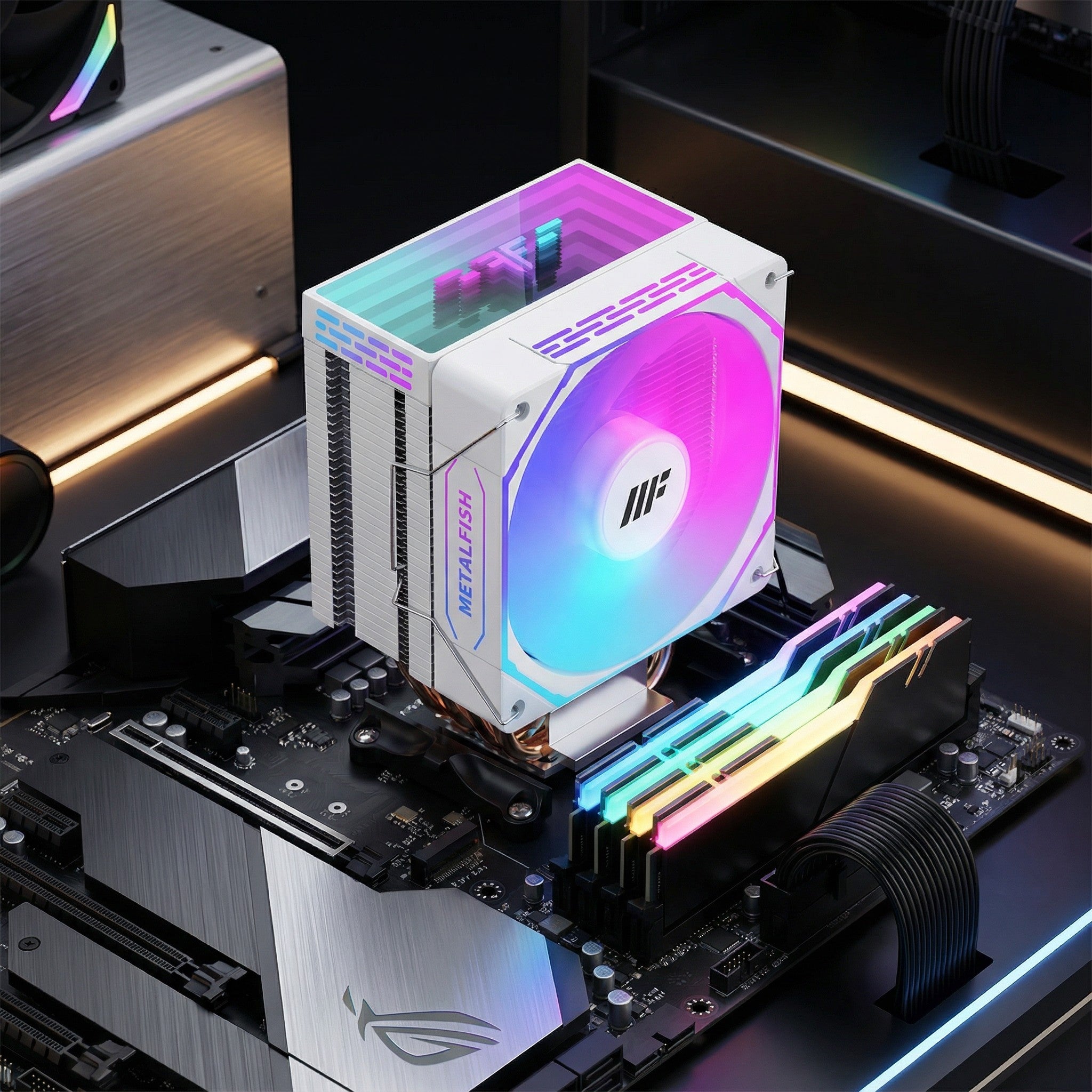 METALFISH ARGB CPU Cooler — Silent PWM Tower Radiator (Intel & AMD Compatible)