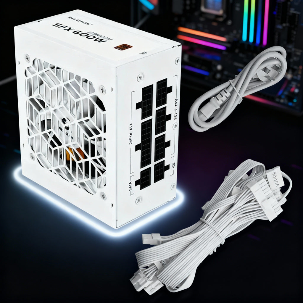 METALFISH SFX 500W / 600W White Full-Modular 80+ Bronze PSU | Silent Mini ITX Power Supply (100–240V)
