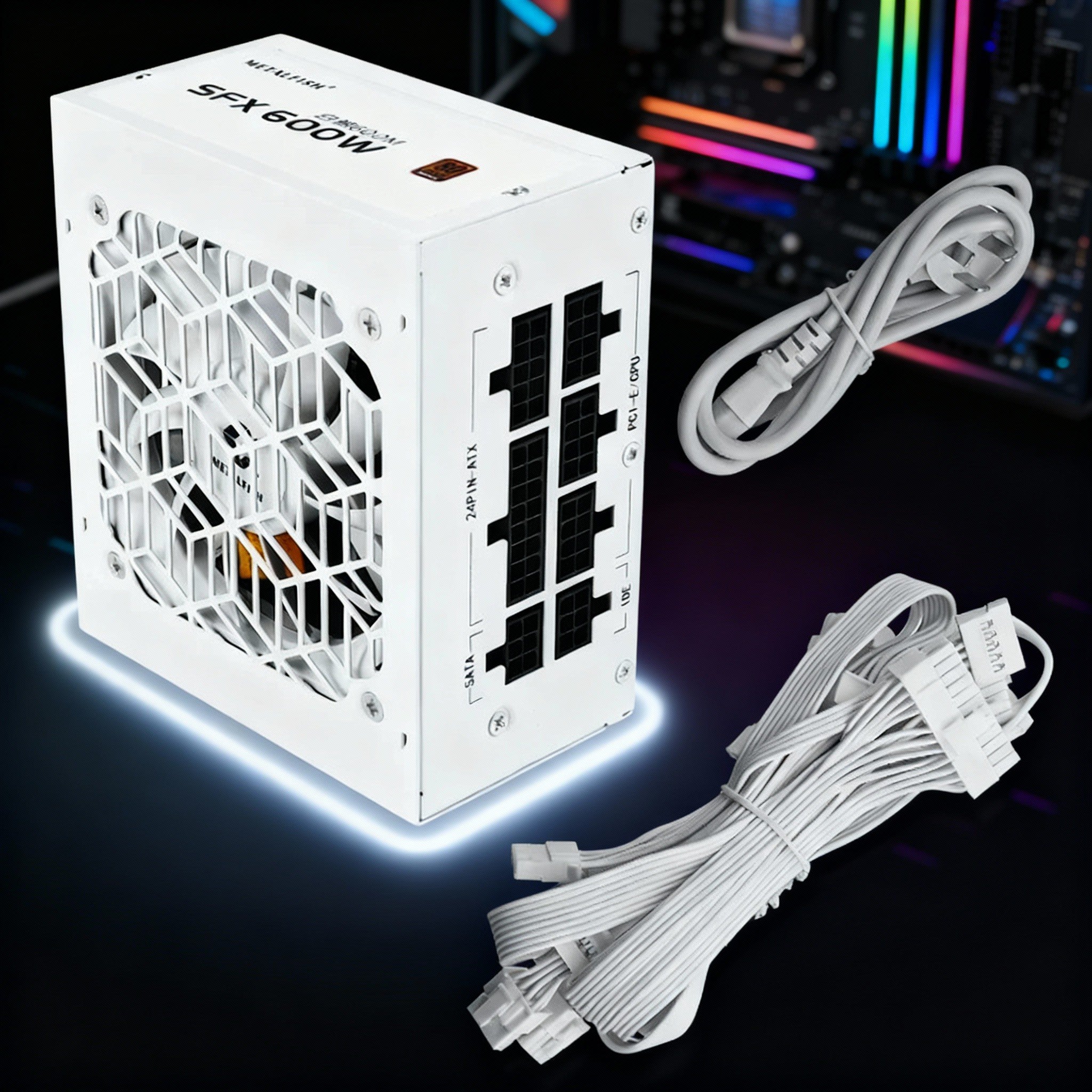 METALFISH SFX 500W / 600W White Full-Modular 80+ Bronze PSU | Silent Mini ITX Power Supply (100–240V)