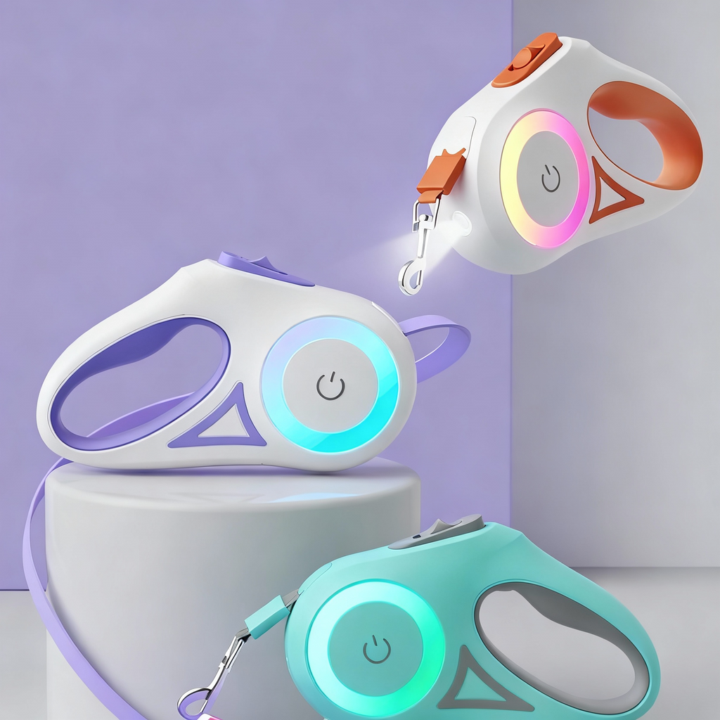 Glow Walk LED Retractable Dog Leash – Night-Safe No-Tangle Lead